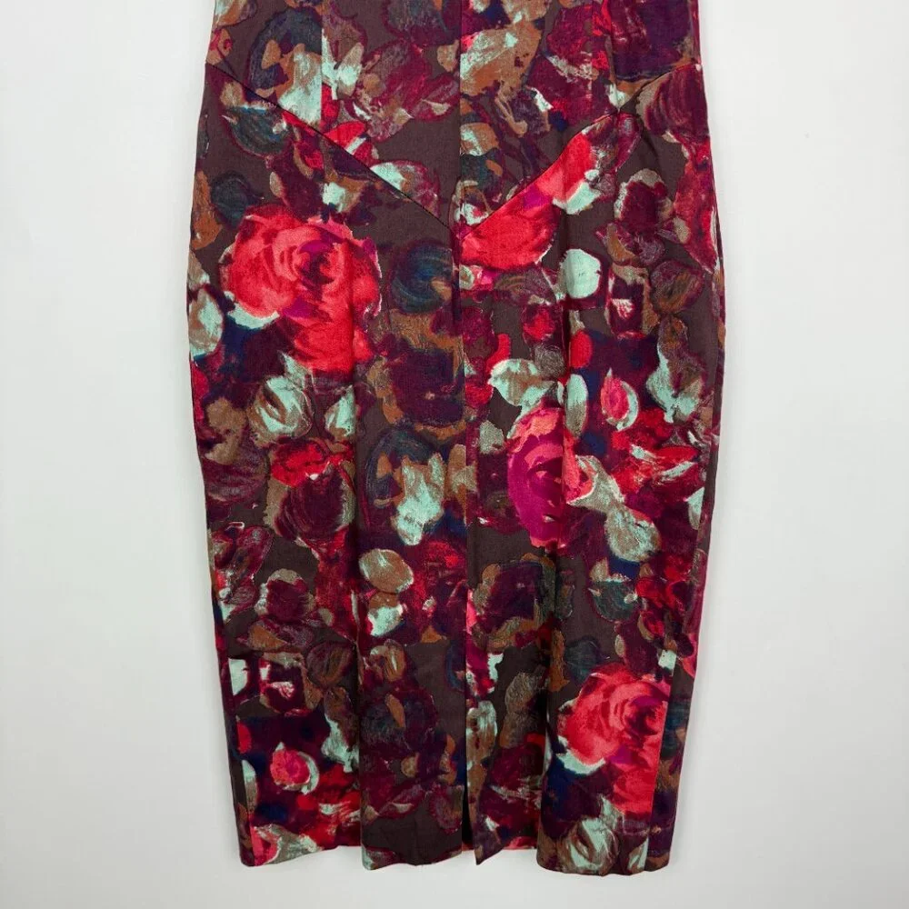 NWT Black Halo Jackie O Sheath Dress Red French Rose Floral Print Size 2